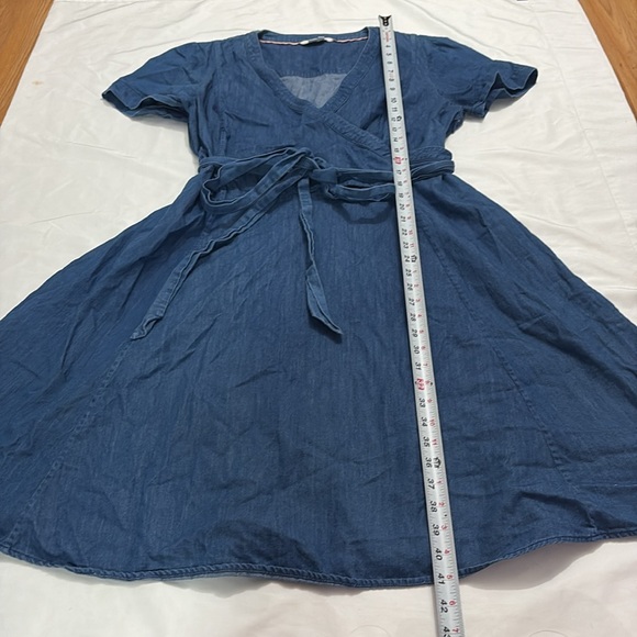 Boden Womens 14 Long Blue Faux Wrap Dress Minimalist Preppy Nautical Casual - Picture 8 of 9